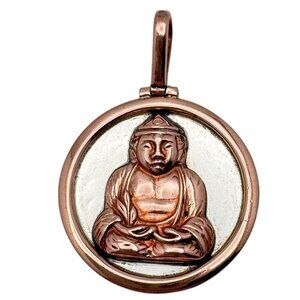 Buddha Pendant Sterling Silver & Copper Meditation Jewelry